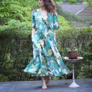 Carol Anderson Tropical Green Floral Vintage Dress